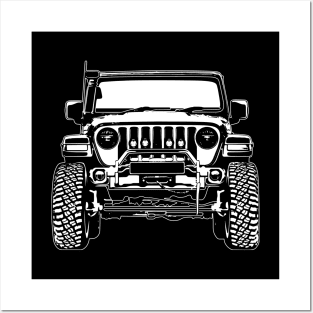 White Wrangler Rubicon Sketch Art Posters and Art